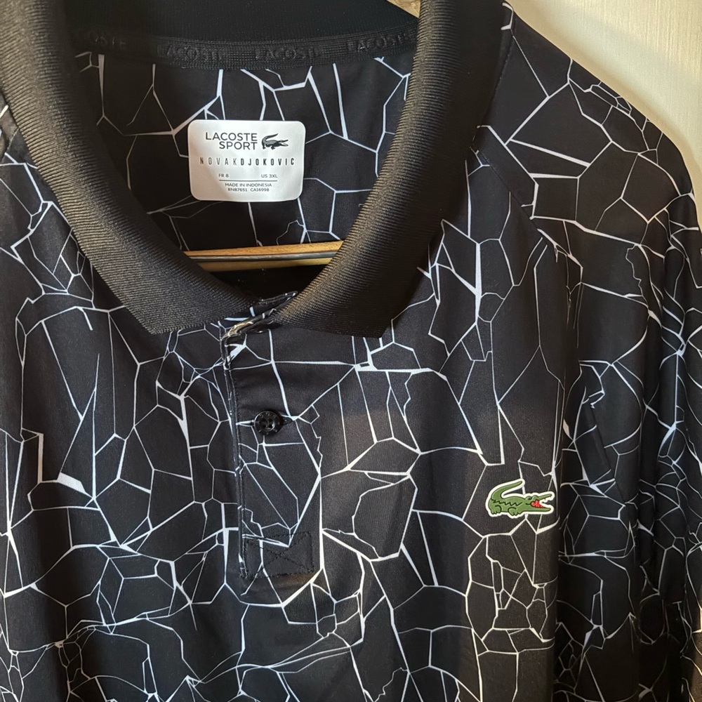 Lacoste Sport Black and White 3xl Geometric Polo